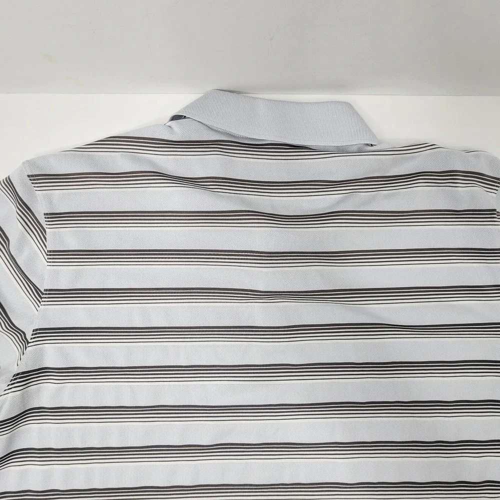 Nike Dri-FiT Standard Golf Polo Shirt Men's Large Striped light Blue Gray